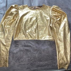 Zara Metallic Gold Crop